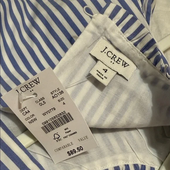J. Crew Factory Blue and White Striped Midi Dress - Picture 3 of 4